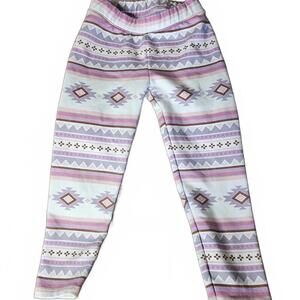 Kids' Fleece-Lined Leggings with Geometric Pattern